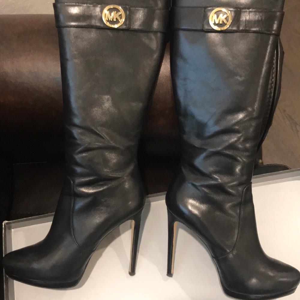 Michael kors black platform knee high boots